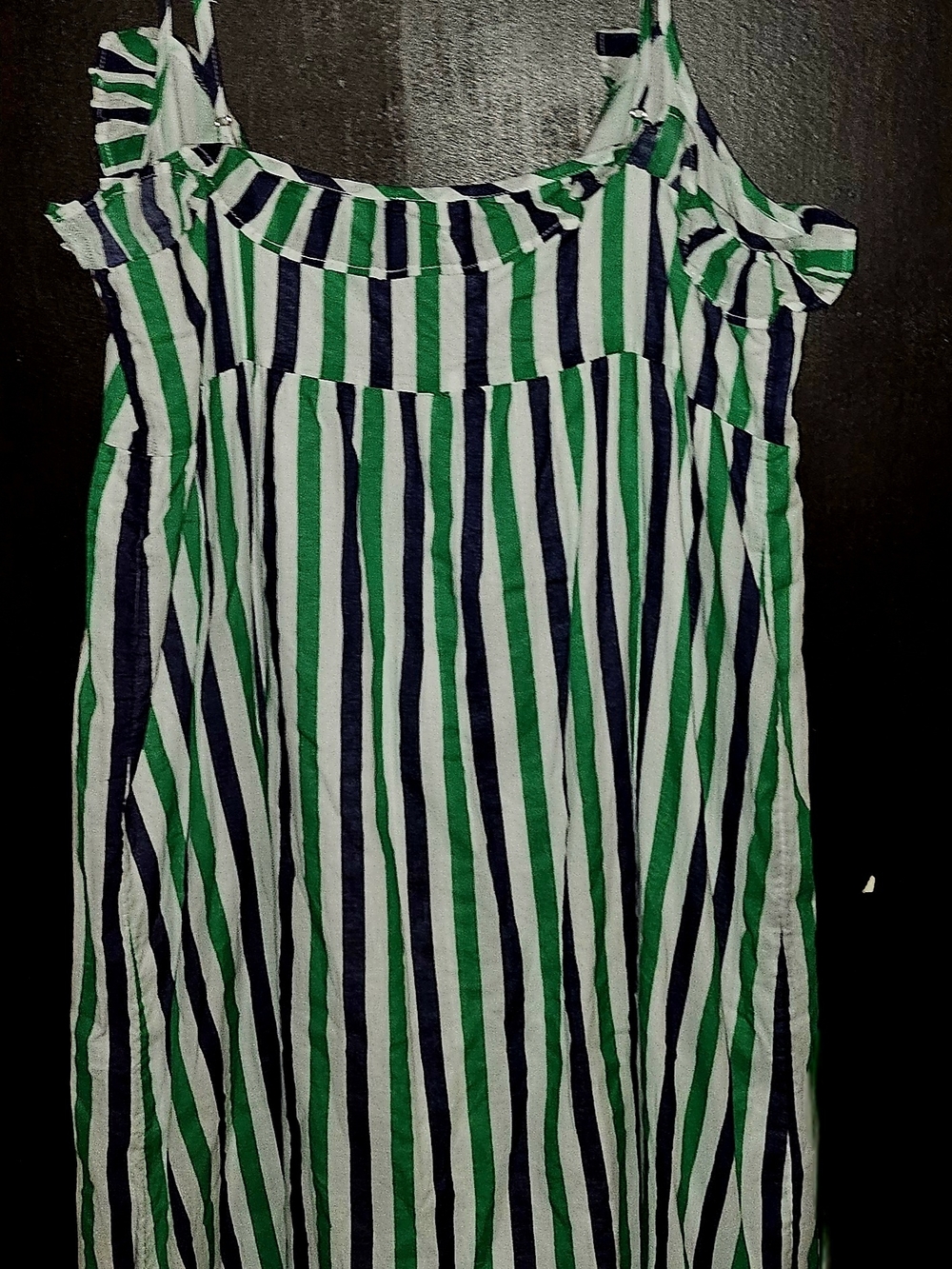J. Crew Navy & Green Striped Shirt Dress